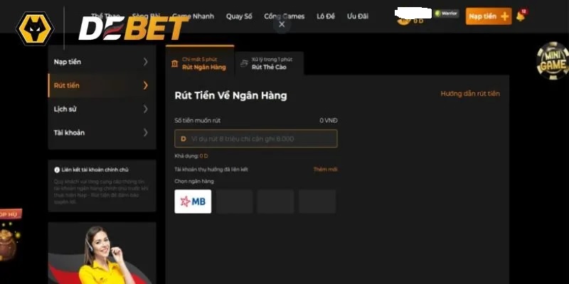 rút tiền debet